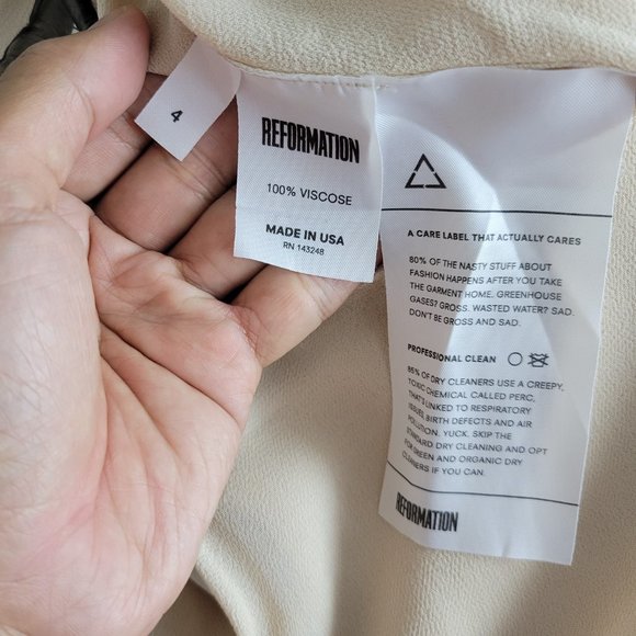 Reformation Womens Cream Maxi Flare Skirt 100% Viscose Size 4 - Picture 9 of 9